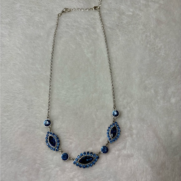Monet Blue and Silver Gemstone Necklace - Picture 2 of 10